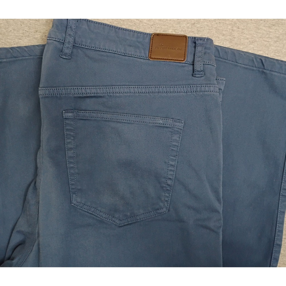 Peter Millar Mens Blue Cotton Modal Five Pocket Pants 36x30 MF18B39 Chino Golf